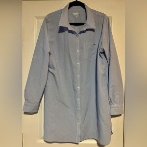 Vineyard Vines Performance Blue & White Seersucker Striped Shirtdress, size XL